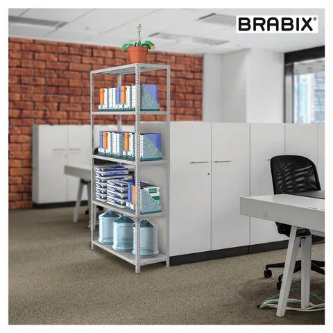 Стеллаж металлический BRABIX "MS Plus-185/60-4", 1850х1000х600 мм, 4 полки, регулируемые опоры, 291107, S241BR156402