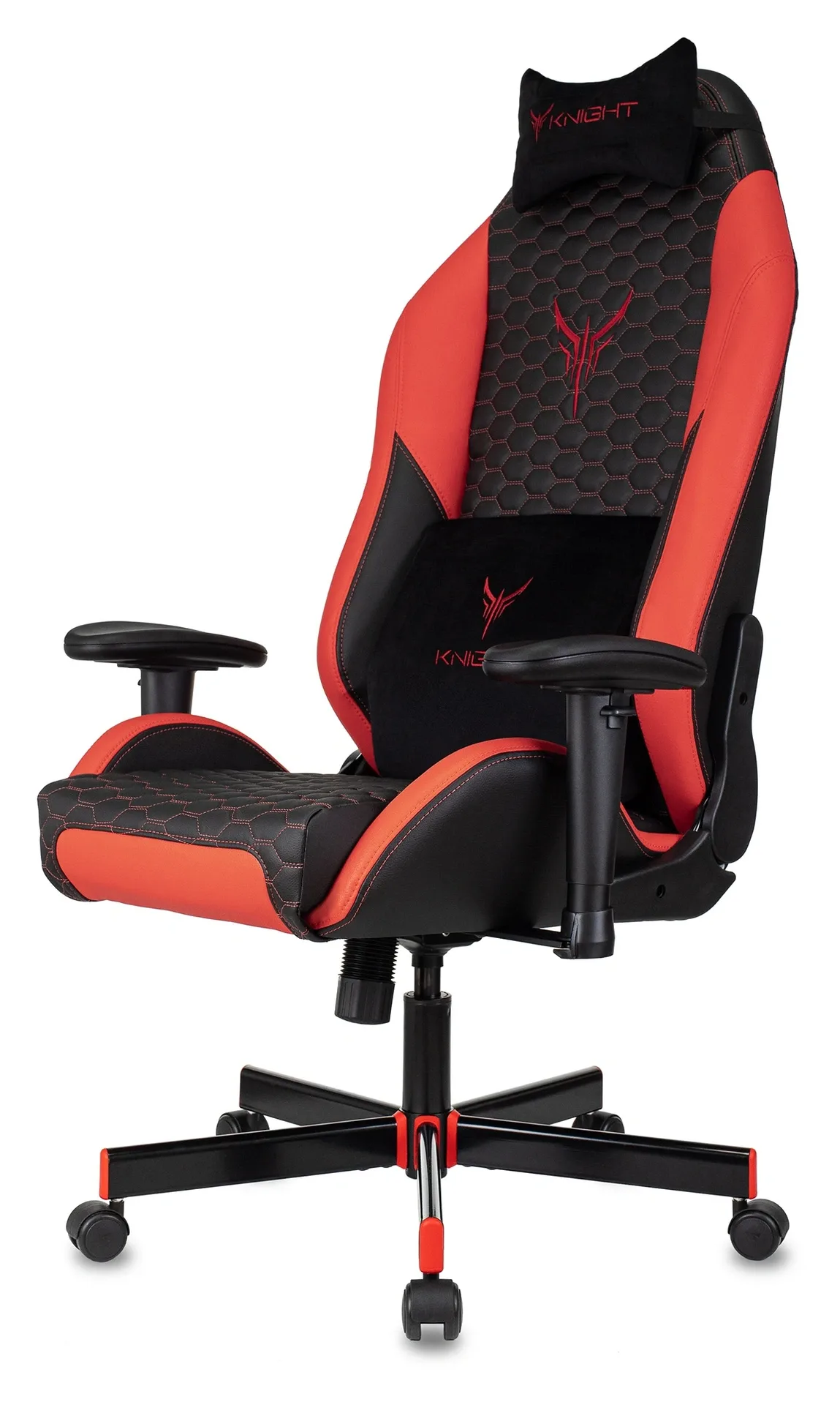 Кресло игровое Knight Neon черный/красный соты экокожа с подголов. крестов. металл