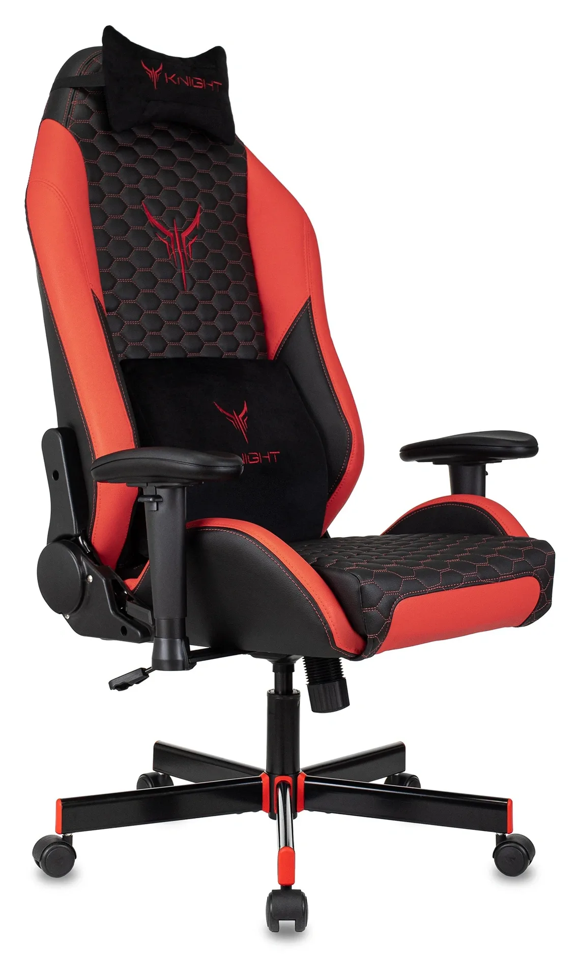 Кресло игровое Knight Neon черный/красный соты экокожа с подголов. крестов. металл