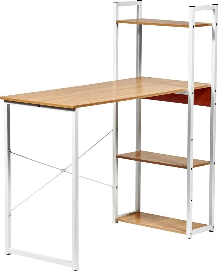 Стол письменный с полками Frame 100x45x110 см, светлое дерево, белый