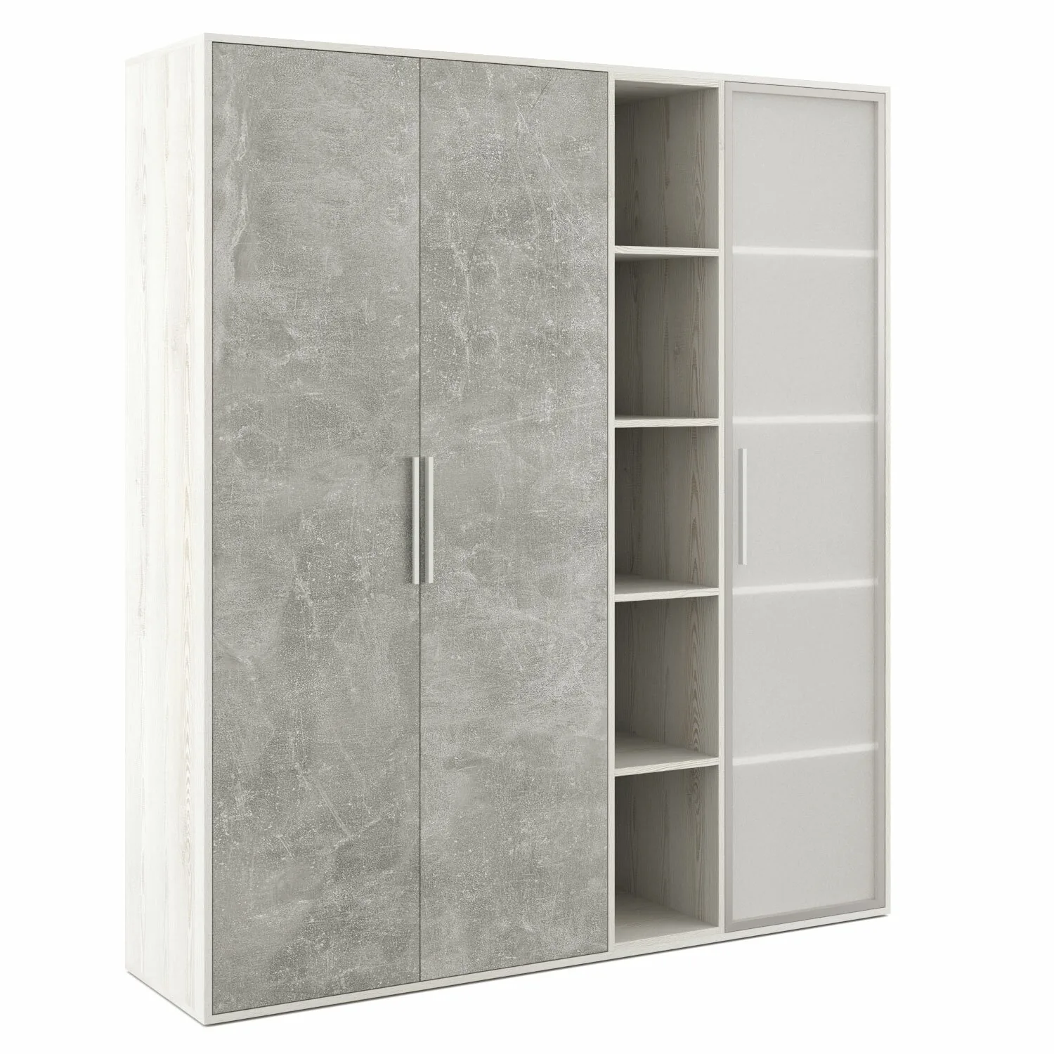 B-tone Шкаф высокий 3 створки, с нишей 168,8x45x191,7 сосна бетон светлый BTN36152531