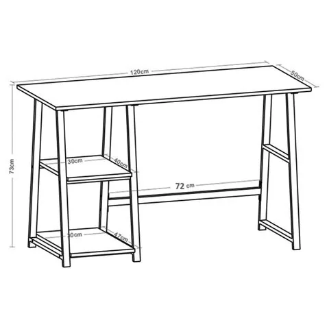 Стол на металлокаркасе BRABIX "LOFT CD-006", 1200х500х730 мм, 2 полки, цвет морёный дуб, 641224