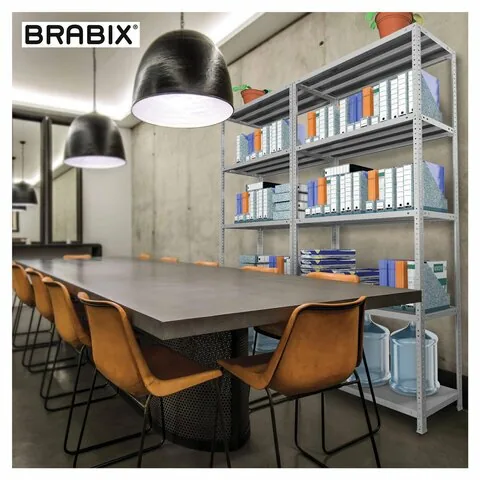 Стеллаж металлический BRABIX "MS Plus-185/60-4", 1850х1000х600 мм, 4 полки, регулируемые опоры, 291107, S241BR156402